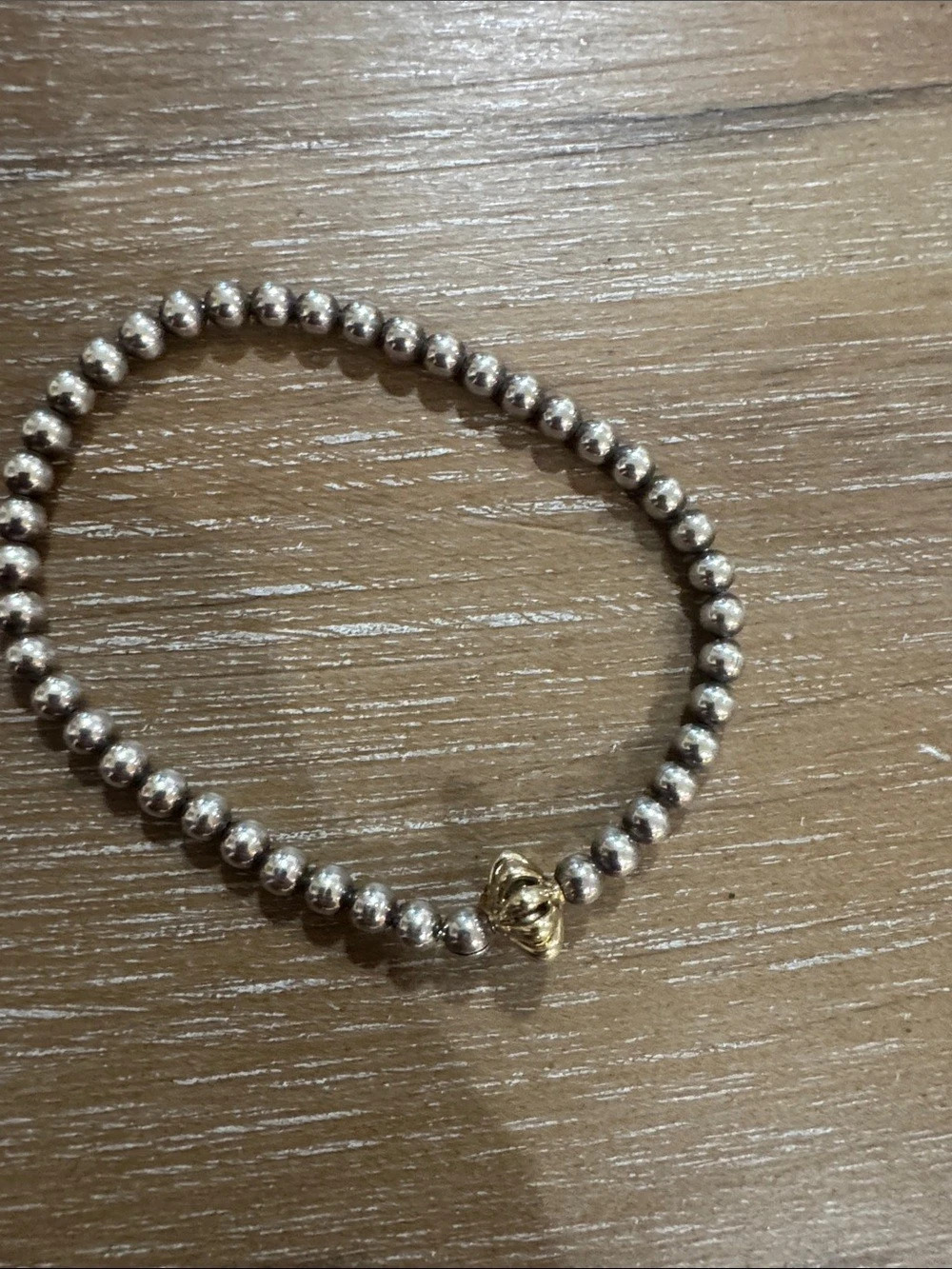 Beaded Charm Bracelet in Silver & Gold silver stretch